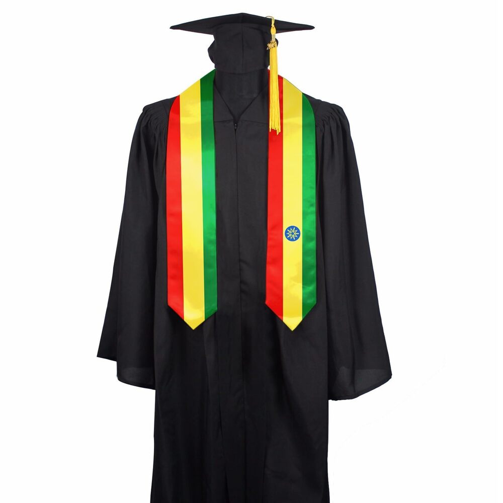 9115 Ethiopia Flag Graduation Stole Sash, Ethiopia Flag Graduation Shawl
